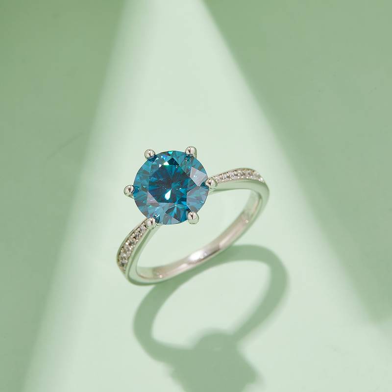 微镶灵动S925银镀白金MoissaniteWomen's Ring3.0ctD级